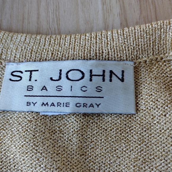 St John Metallic Cropped Tank Top Gold Tan size P - Picture 7 of 8